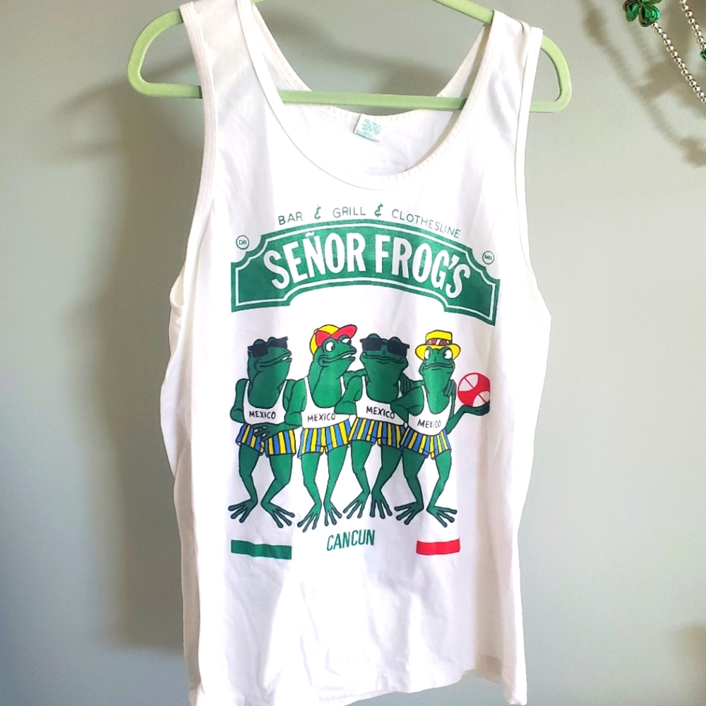 Señor Frog's CANCUN Vintage White Tank Top Carlos'N Charlie's Size XL